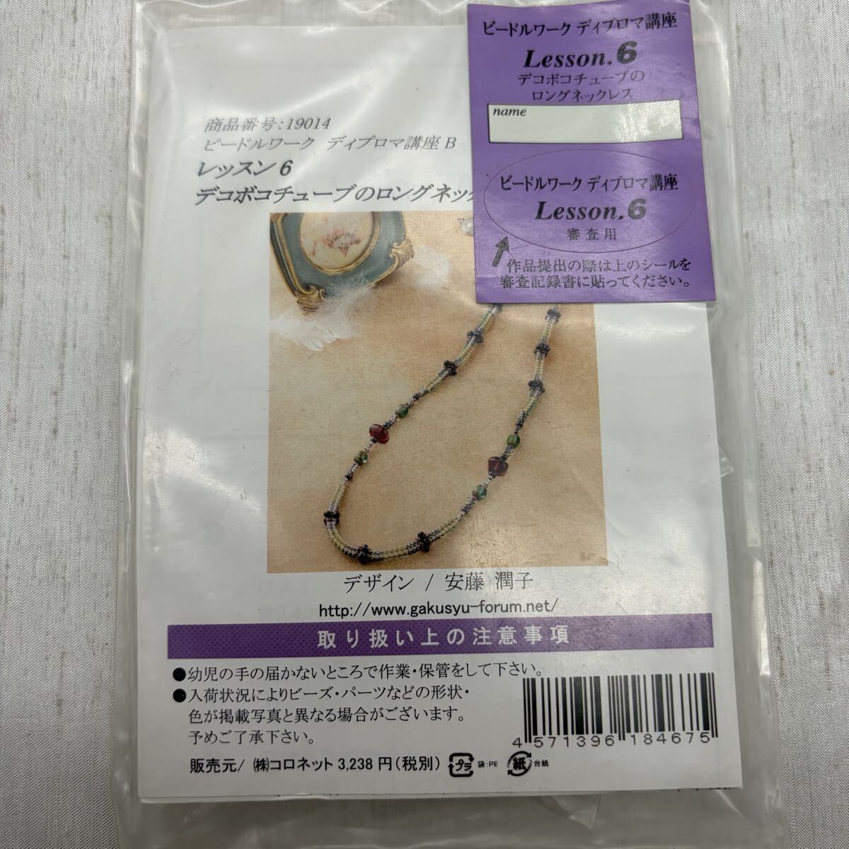 【新品】ビードルワーク ディプロマ講座 Lesson.6 デコボコチューブのロングネックレス ビーズアクセサリーキット u3320