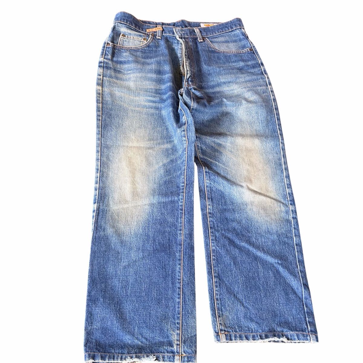 BIG JOHN ビッグジョン BIG-WASHING ワイドデニムパンツ ジーンズ W40 カットオフ 日本製 ヴィンテージ u3391
