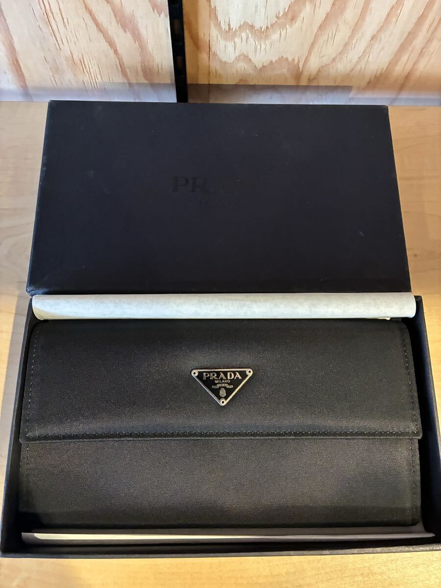 PRADA 長財布 テスートナイロン 三角ロゴ レザー ブラック 黒 プラダ