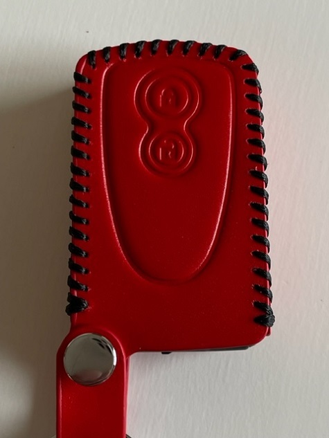 牛革ぴったりフィットケース ココア ムーヴ タント bB パッソ クー ピクシススペース キーケース スマートキーケース 赤色縫い糸黒 1
