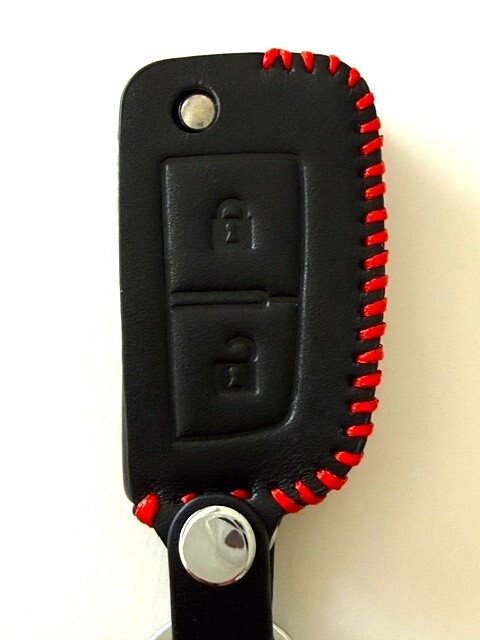牛革ジャストフィット ekスペース スマートキーケース ekキーケース デイズ キーケース NV200 キーケース 黒色縫い糸赤 1