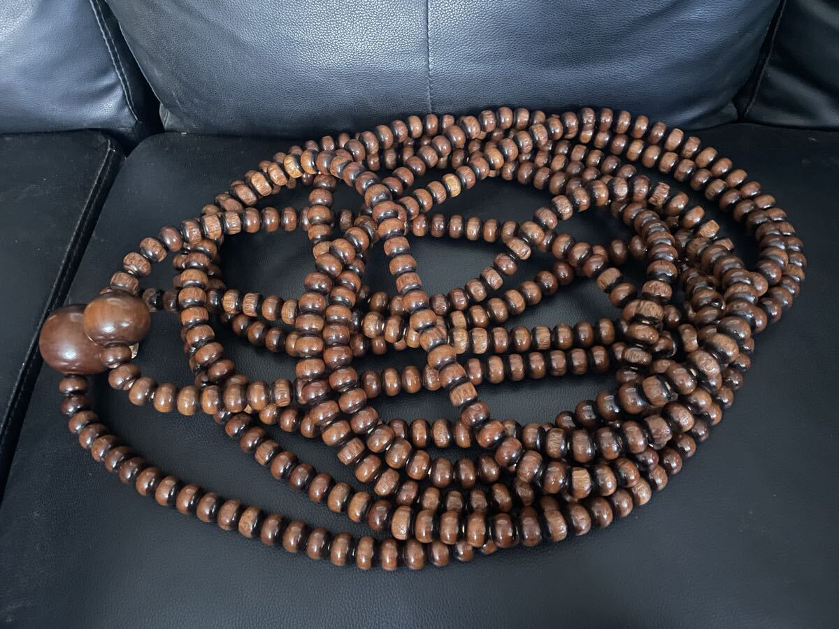 旧家蔵出し　特大 541玉 百万遍大念珠 7m超 木製数珠 寺院仏具 修験道 密教 法具 唐木 古玩 天然木 旧家蔵出 仏珠