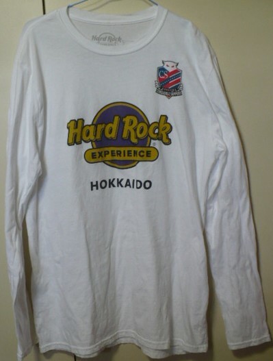 北海道コンサドーレ札幌×Hard Rock EXPERIENCE(ハードロック・エクスペリエンス)ロン(グ)Tシャツ　XL　白　CAFE(カフェ) 
