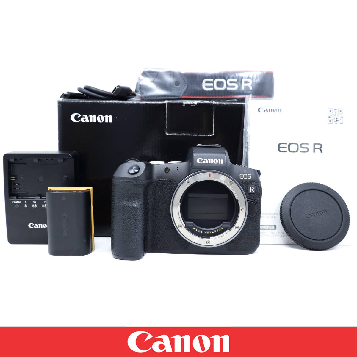【極上美品】Canon キャノン EOS R ボディ ワンオーナー 9000ショット以下 付属品完備 一部未開封 液晶保護ガラス フルサイズ ミラーレス