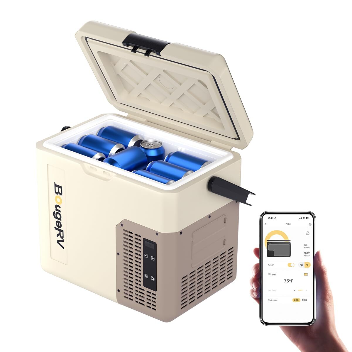 【防災認定】【急速冷凍＆バッテリー内蔵可能】BougeRV ポータブル冷蔵庫 小型 18L -20℃～20℃ 冷凍冷蔵対応 軽量☆