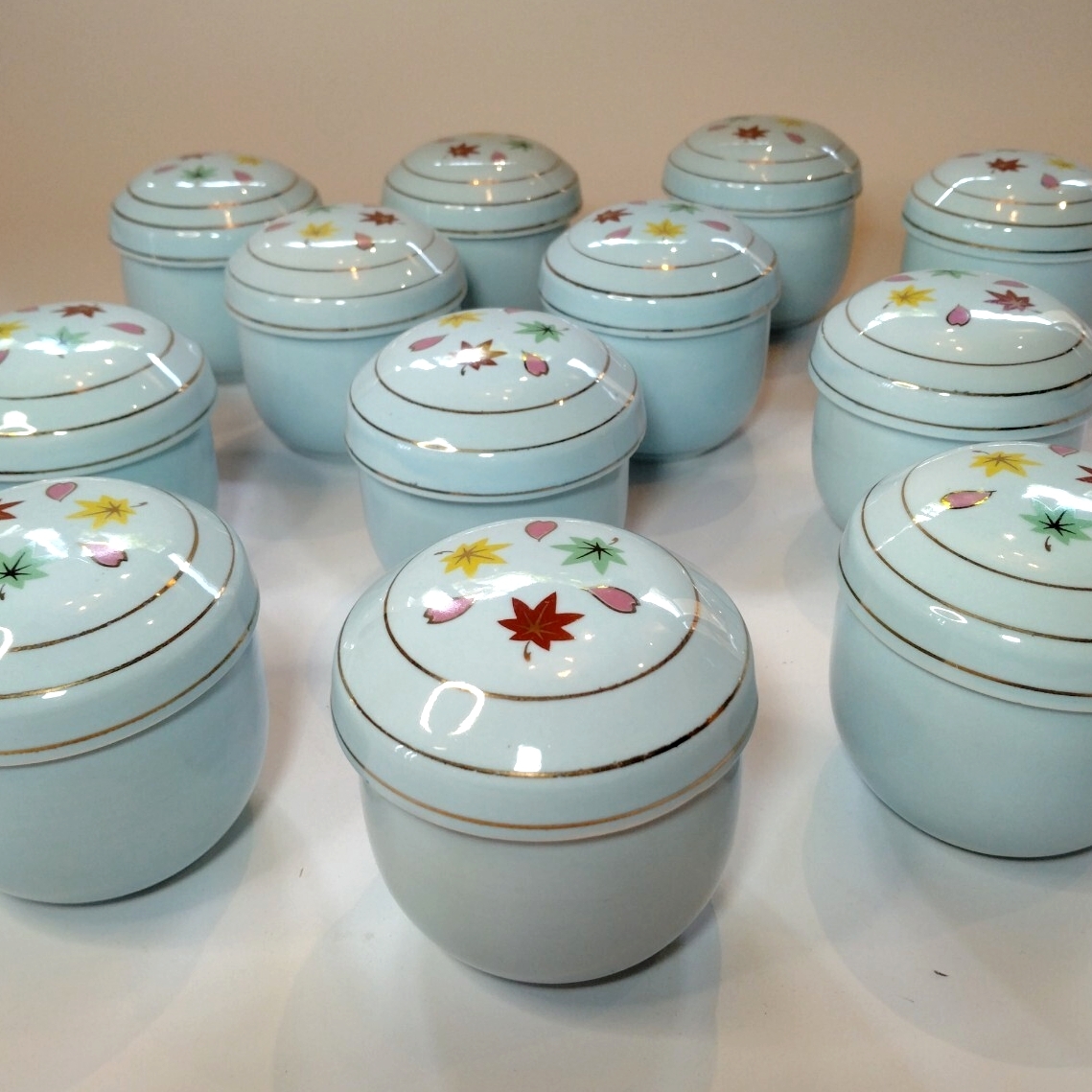 蓋物 ＊12客セット＊ 温物 陶器 和食器 金彩 紅葉 桜