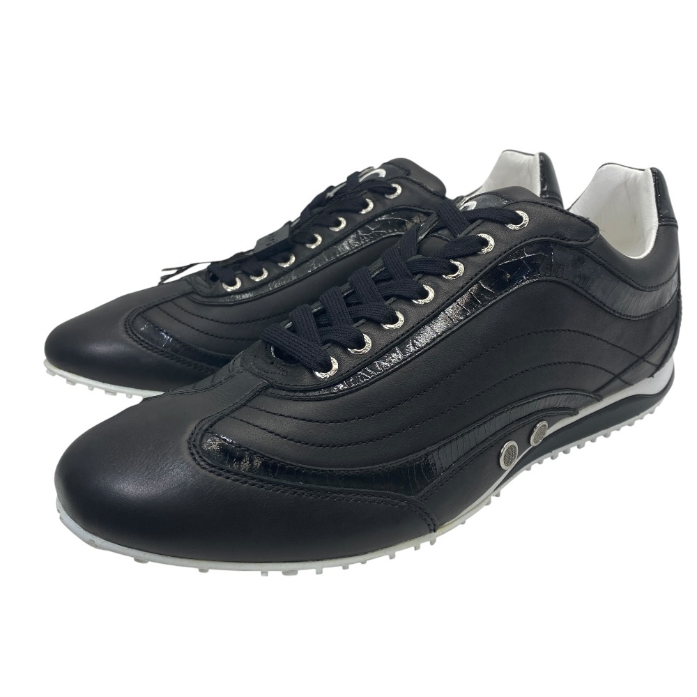 未使用 ドルチェ&ガッバーナ SWAN スワン スニーカー ローカット ブラック レザー ロゴ DU0970 DOLCE＆GABBANA[サイズ43(約28cm)]