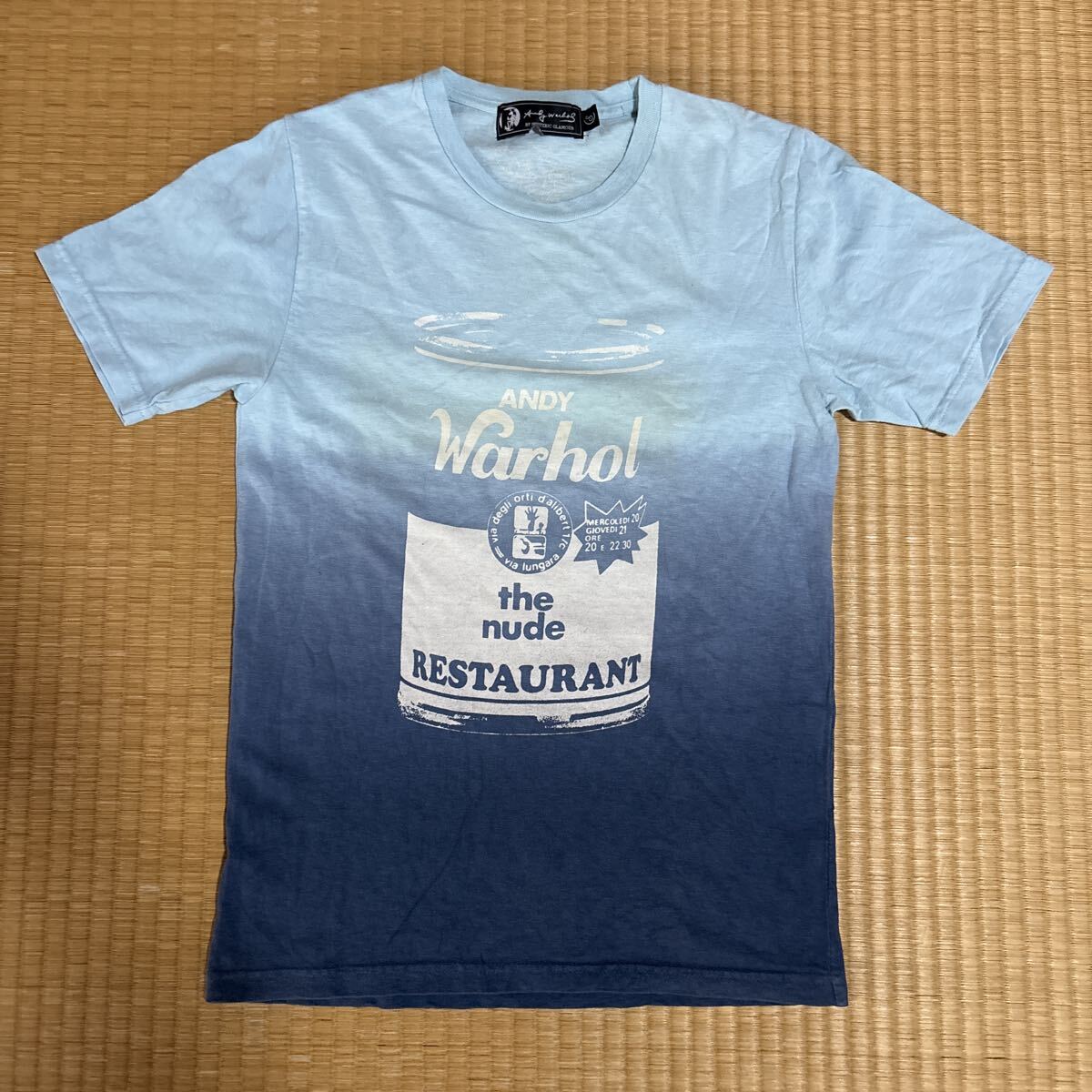 ヒステリックグラマー x Andy Warhol コラボ バクプリ入り グラデーション キャンベル缶 Tシャツ Sブルー系 レア hysteric glamour