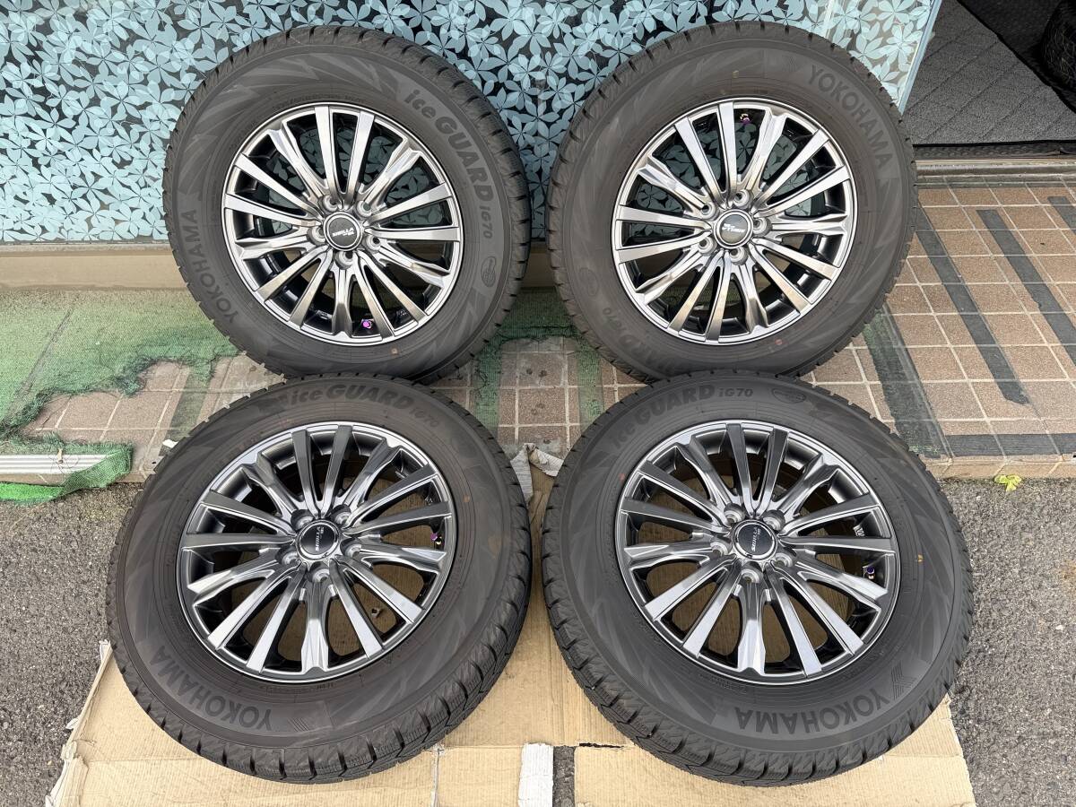 バリ山 SIBILLA 15インチ 6J +40 PCD100 5穴/ヨコハマ アイスガード iG70 195/65R15 2025年製 4本セット #743-1