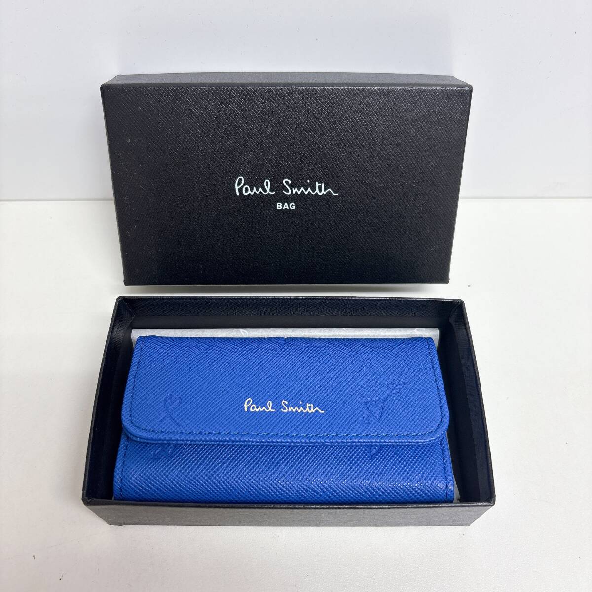 Paul Smith ポールスミス スミシーハート キーケース 4連 PWU801 ブルー 牛革 レザー 中古 美品