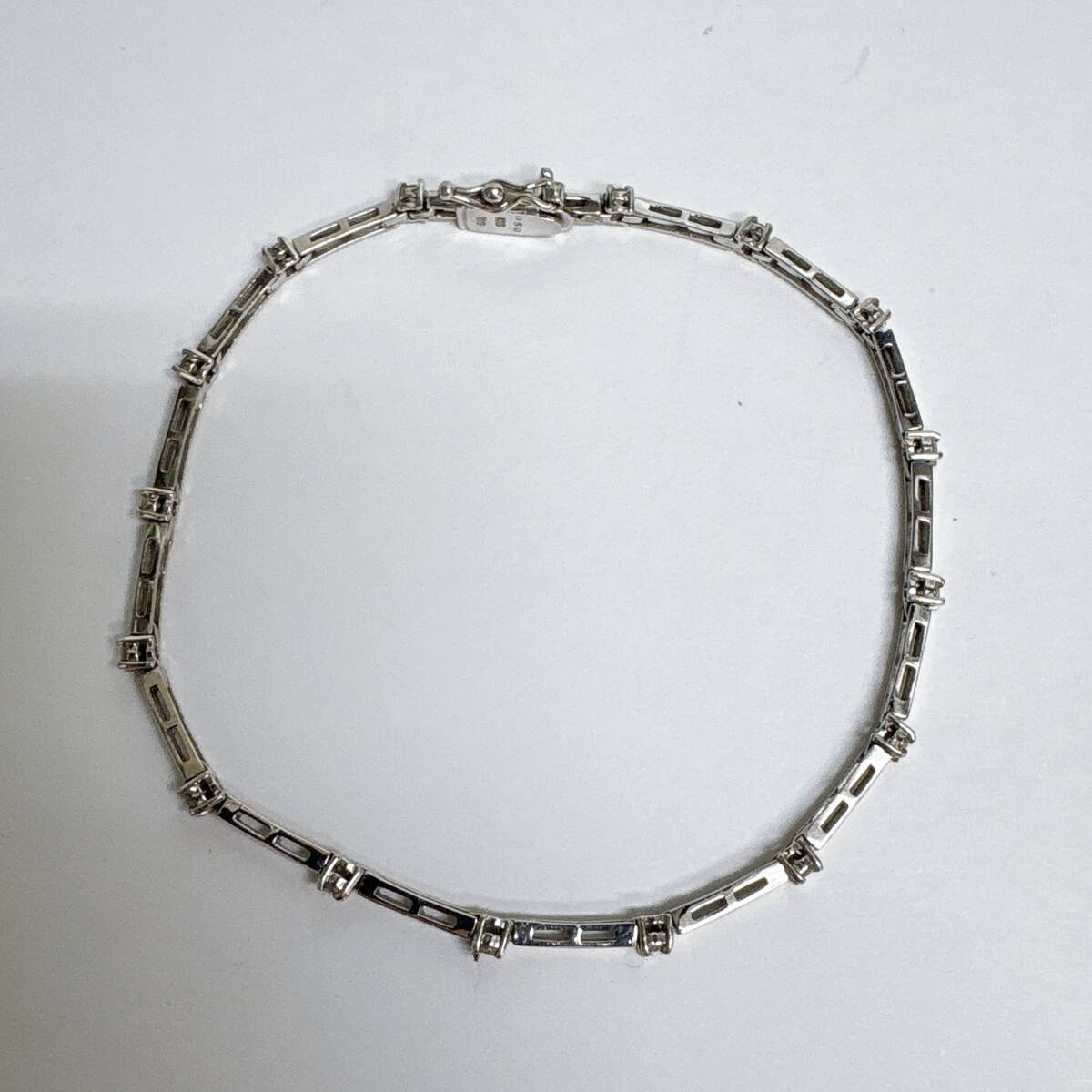 K18WG ダイヤ0.5ct ステーション ブレスレット ホワイトゴールド 6.5g 約17.5～18cm 中古 【送料無料】