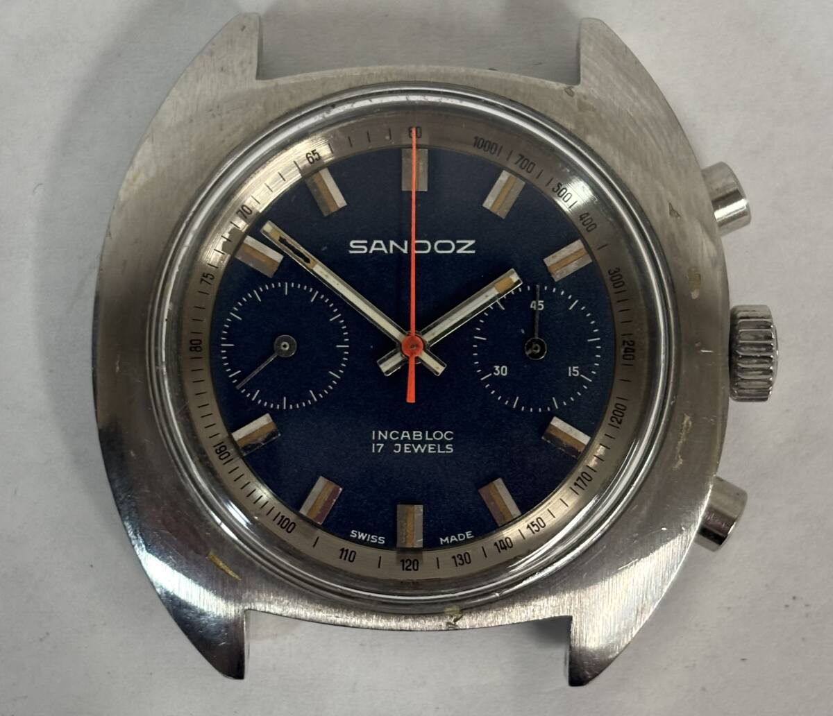 1円 中古 レア SANDOZ サンドス クロノグラフ 手巻 バルジュー7733 手巻 メンズ 腕時計 ヴィンテージ アンティーク【AW00450】