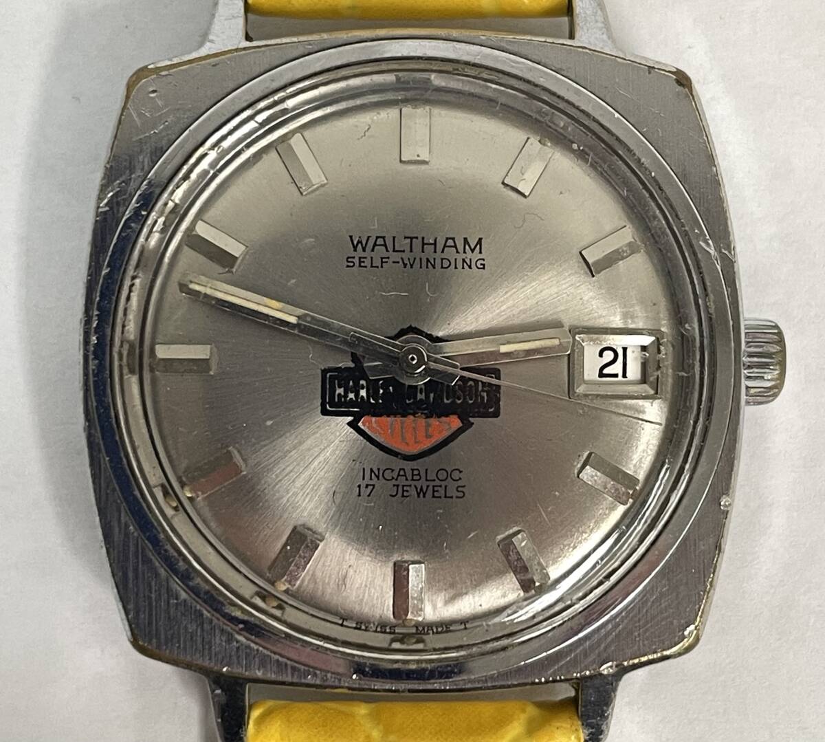 1円 中古 WALTHAM ウォルサム セルフワインディング 社外ベルト シルバー 自動巻 メンズ 腕時計 ヴィンテージ アンティーク【AW00438】