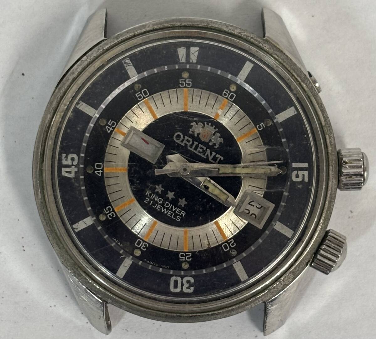1円 中古 ORIENT オリエント キングダイバー 21石 自動巻 ベルト無し ステンレス メンズ 腕時計 ヴィンテージ アンティーク【AW00447】