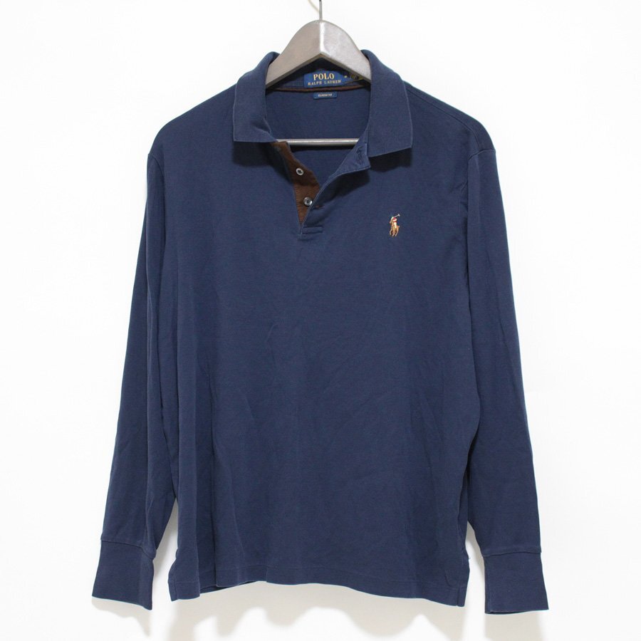 POLO ラルフローレン ホースロゴ刺繍 長袖ポロカットソー Tシャツ M