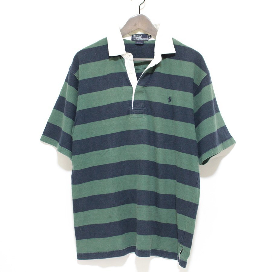 Polo ラルフローレン ホースロゴ刺繍 半袖 ラガーシャツ M