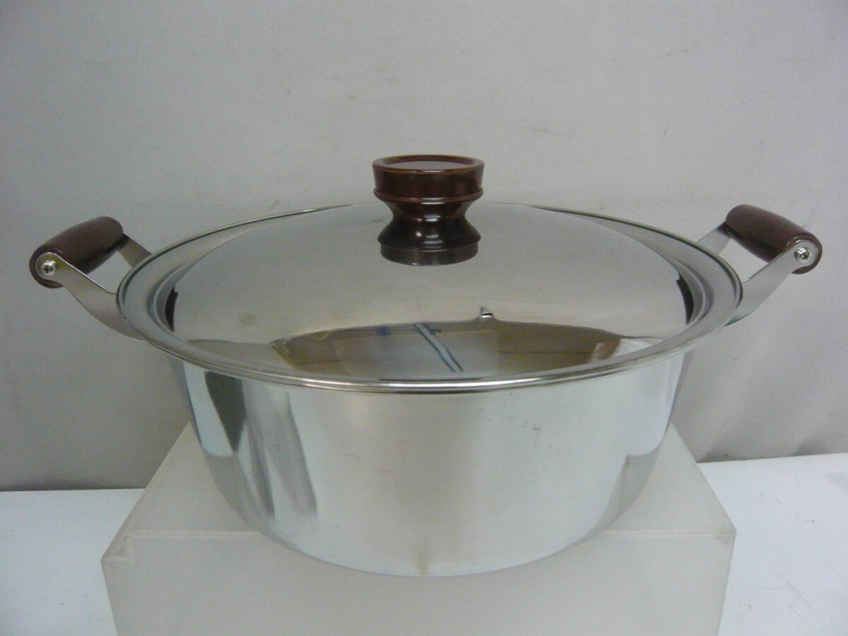 ★221）大型-浅鍋・Ф32Ｘ高さ13cm　IH、ガス火対応　箱なし　※中古/使用感現状品■100