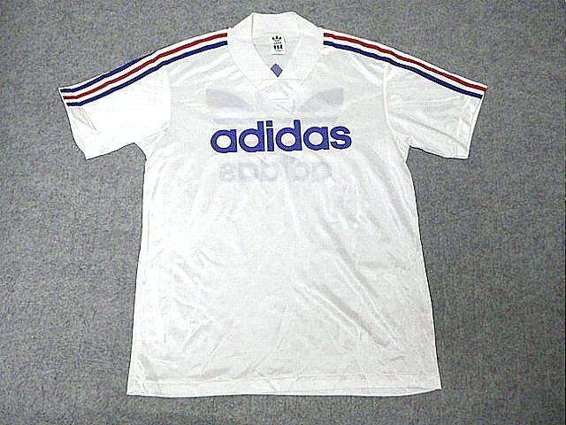 アディダス ａｄｉｄａｓ ヴィンテージ ゲームシャツ Ｔシャツ ＬーＯ １７０～１７５ 極美品 ８０年代後半位 ASR-6158 デサント 日本製