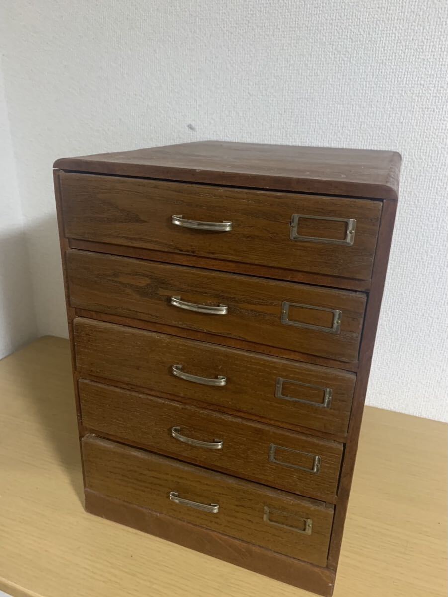 昭和初期 小引き出し 小抽斗 収納家具 文房具 書類A4サイズ 裁縫道具 カトラリー小物 アンティーク 昭和レトロ