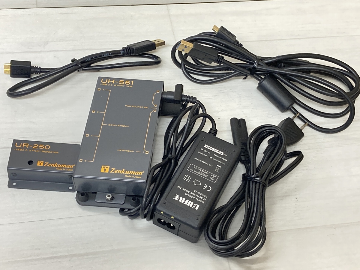 Zenkuman UH-551/UR-250 USB3.0対応 2ポートリピータ・5ポートハブ 計2台セット 通電確認済 UH-①