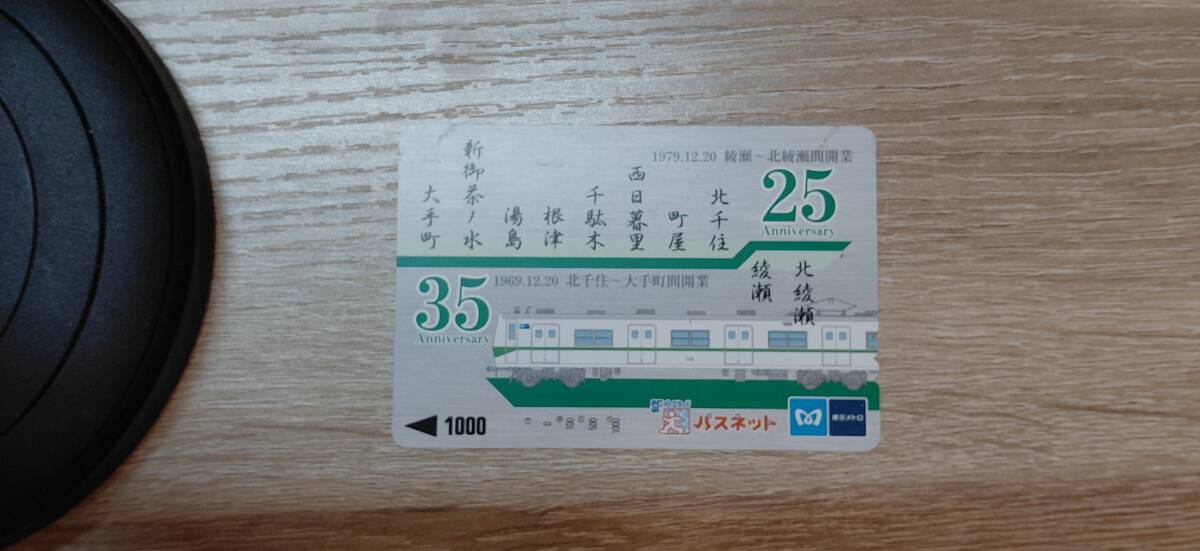 【使用済】パスネット　東京メトロ　千代田線　北千住～大手町開業35周年　綾瀬～北綾瀬開業25周年