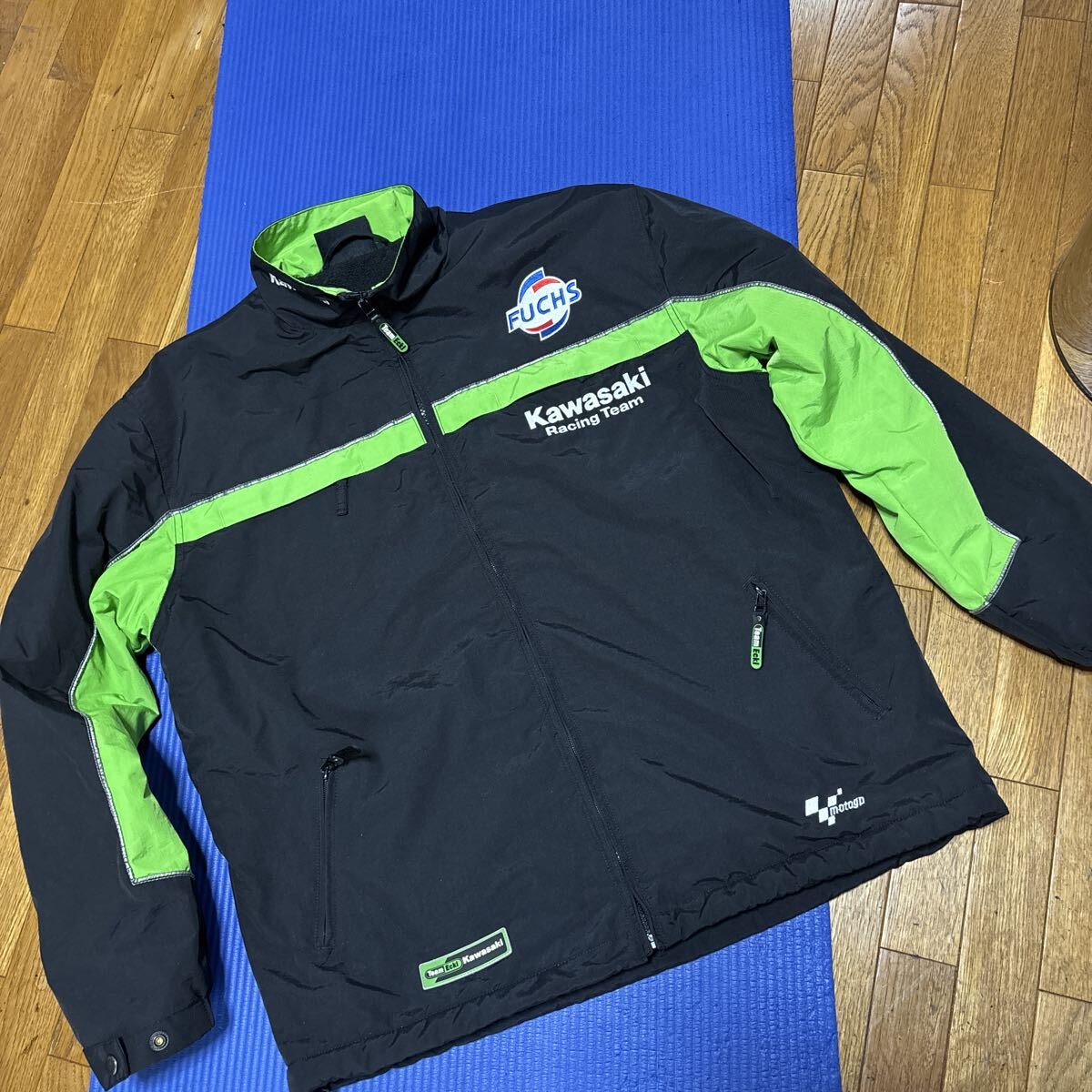 ●Kawasaki Racing Team FUCHS ナイロンジャケット ブラック Mサイズ USED品●Team Eckl
