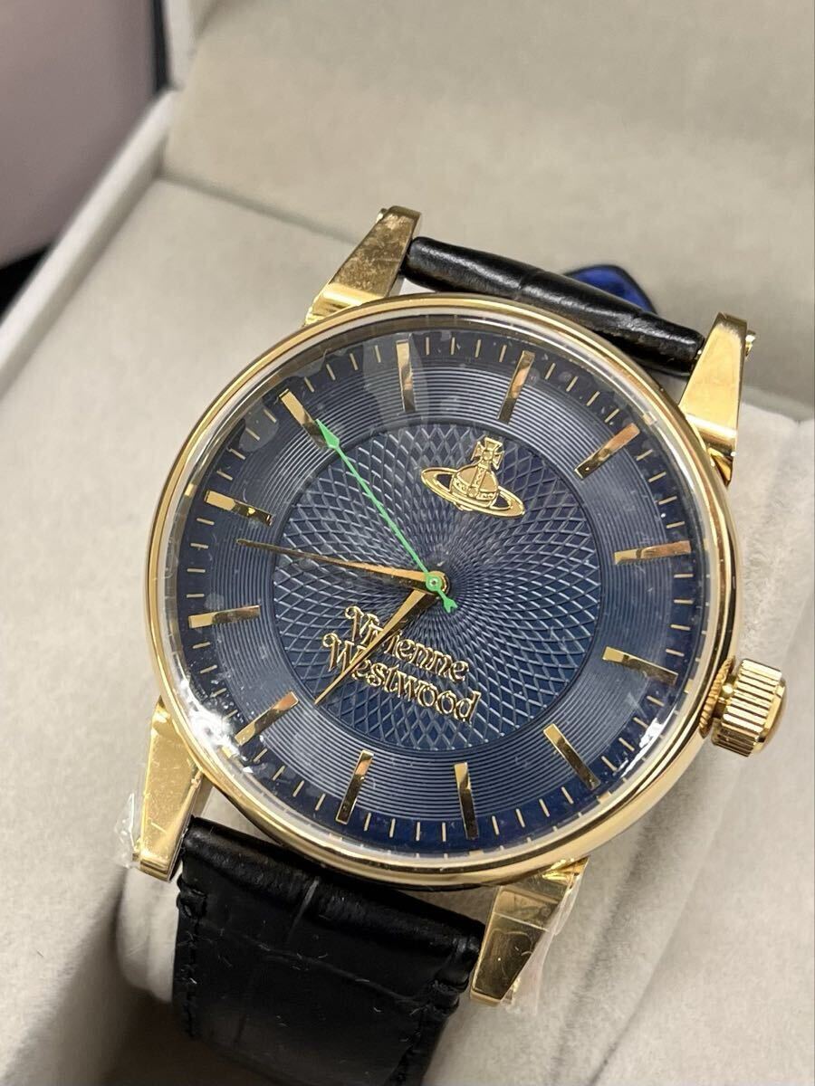 ［T11024］美品　動作品 Vivienne Westwood ヴィヴィアンウエストウッド 腕時計 VV065NVBK メンズ　クオーツ　腕時計　レザーベルト