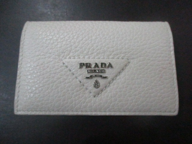 PRADA プラダ ヴィッテロダイノ レザー 名刺入れ カードケース アイボリーカラー