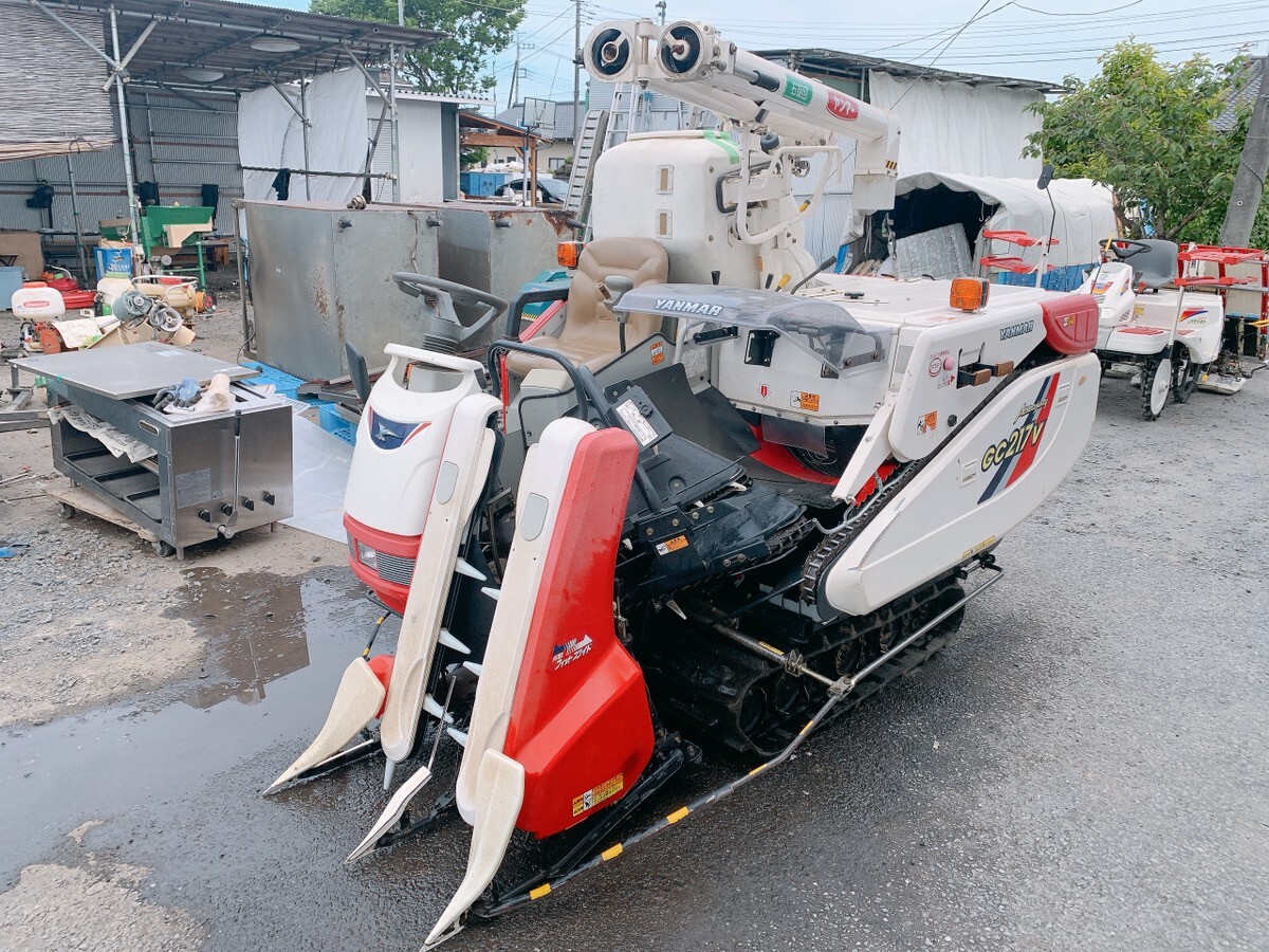中古 YANMAR ヤンマー 2条刈り コンバイン GC217V 稼働221時間 17馬力 刈取り 稲刈り グレンタンク 茨城県常陸大宮市根本 0526ゆ3 駐 自