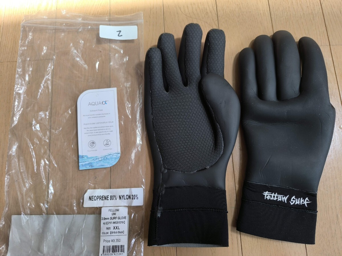 FELLOW 3.0mm SURF GLOVE XXL British Black サーフグローブ