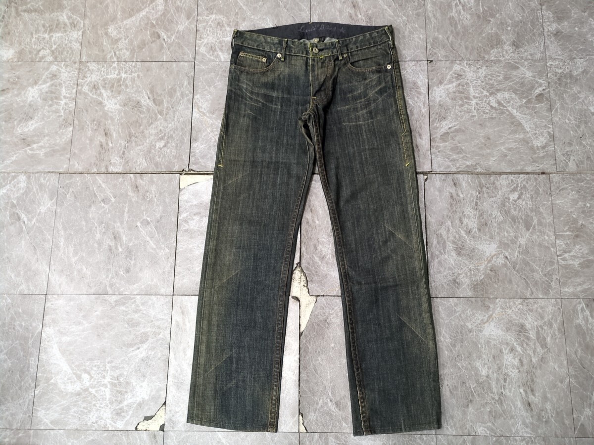 9. 00s LEVI'S ブラックスター 鬼加工 Y2K 日本製 ヒゲ 5000-03 フェード デニム パンツ アメカジ リーバイス メンズ31 インディゴ801