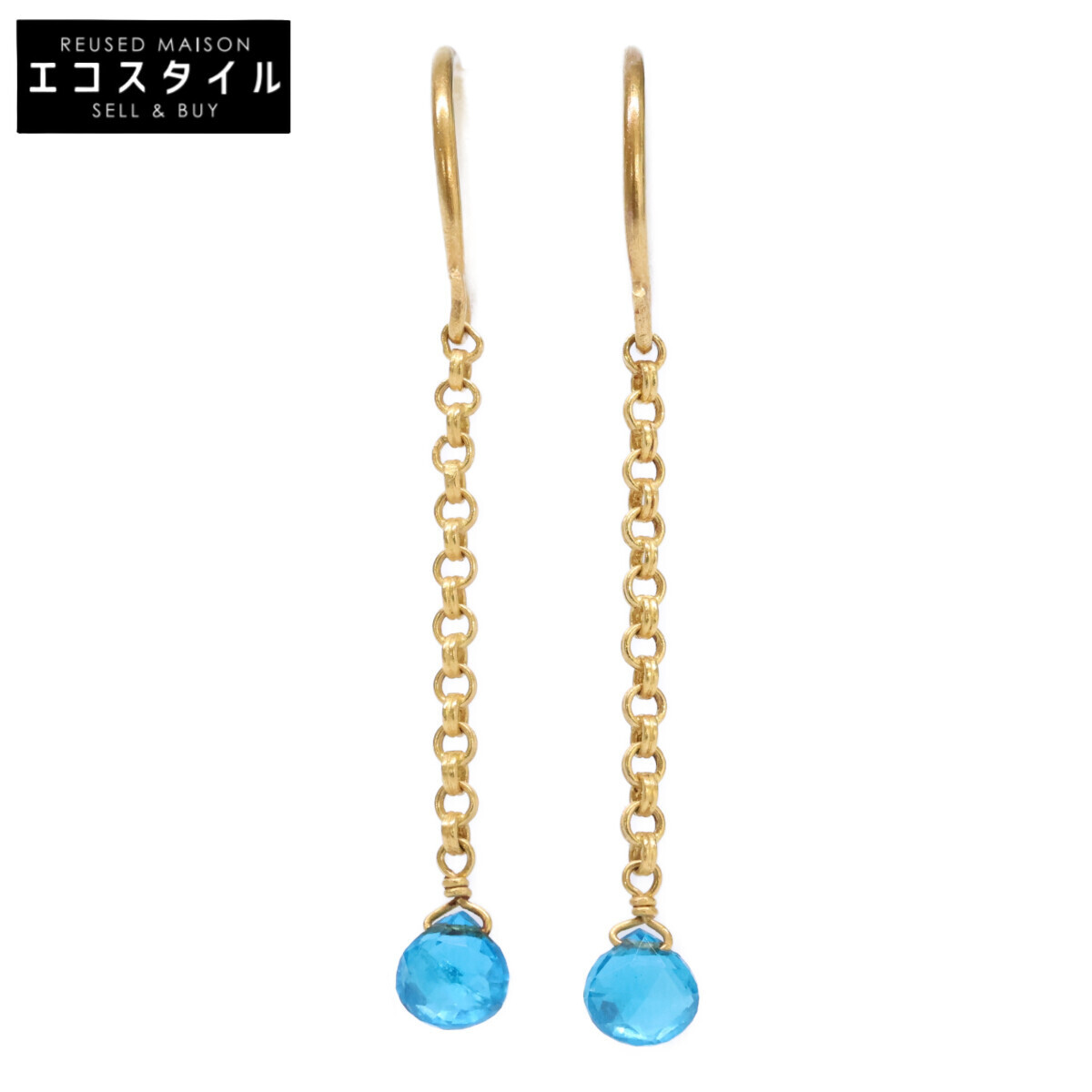 美品 Marie-Helene de Taillac マリーエレーヌドゥタイヤック K22 アパタイト チェーン ピアス レディース アクセサリー ジュエリー