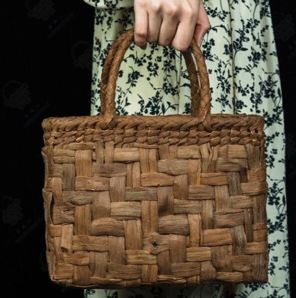 美品登場☆職人手編み 網代編み 山葡萄籠バッグ 籐かご