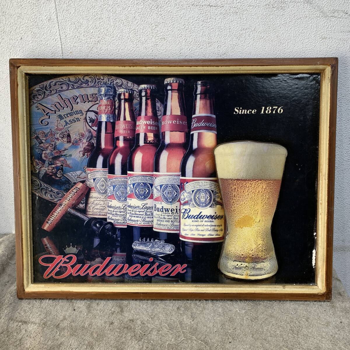 Budweiser　バドワイザー　ヒストリーオブバド　木製　インテリア　壁掛け　アメリカン雑貨　ウォールアート　看板　XZ4534