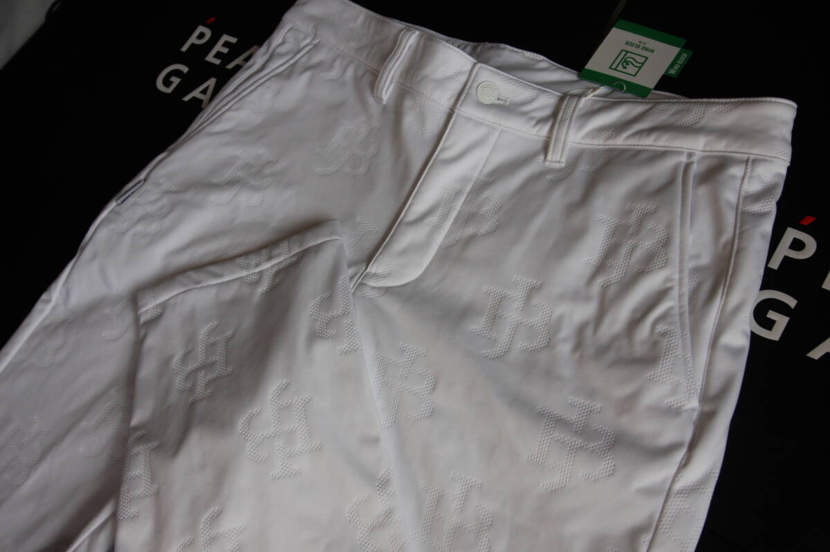 ★正規品★パーリーゲイツ PEARLY GATES ジャックバニー★大人気 ピンソニック裏フリース防風テーパードパンツ★ホワイト★5(L)