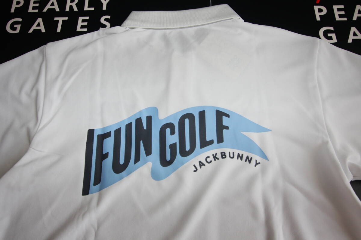 ★正規品★パーリーゲイツ PEARLY GATES ジャックバニー★大人気 FUNGOLF ZERO AQUA半袖ポロシャツ★吸水速乾性★通気性★ホワイト★5(L)