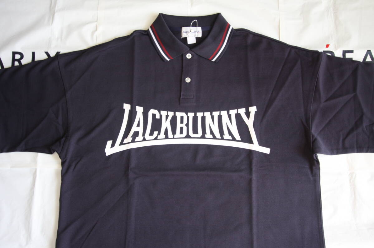 ★正規品★パーリーゲイツ PEARLY GATES ジャックバニー★大人気 JBカレッジロゴ 鹿の子半袖ポロシャツ★定番系★ネイビー★4(M)