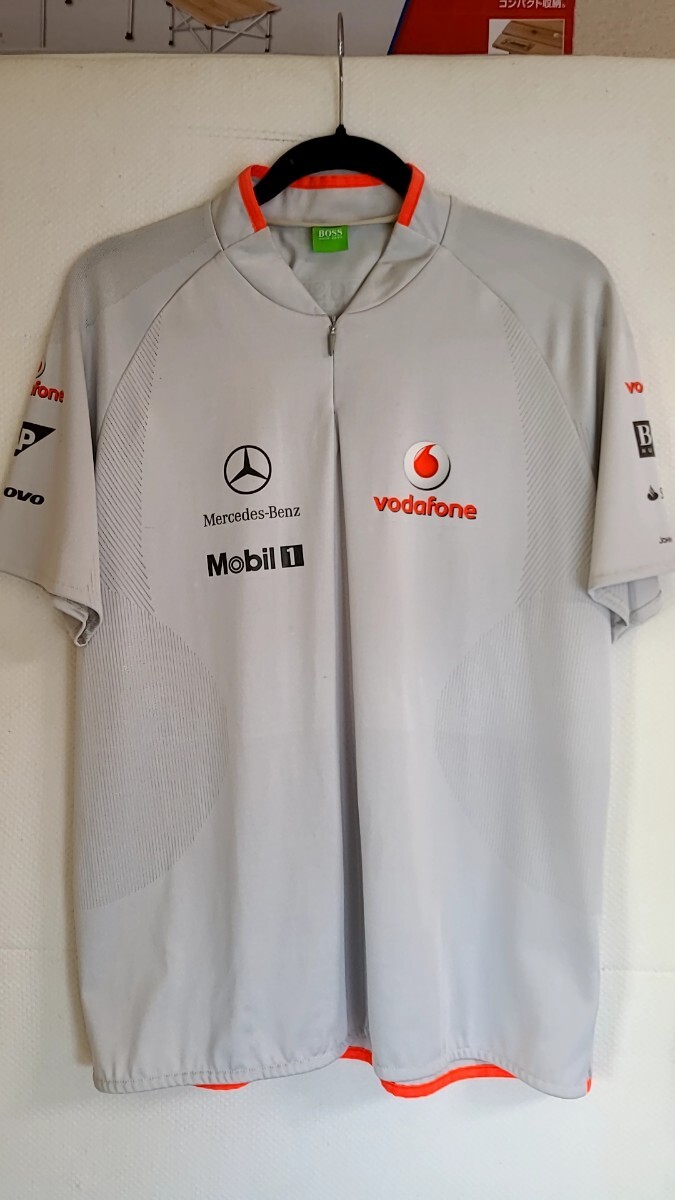 【チーム支給品】F1 マクラーレン メルセデス Vodafone Mobil1 ハーフジップ Tシャツ