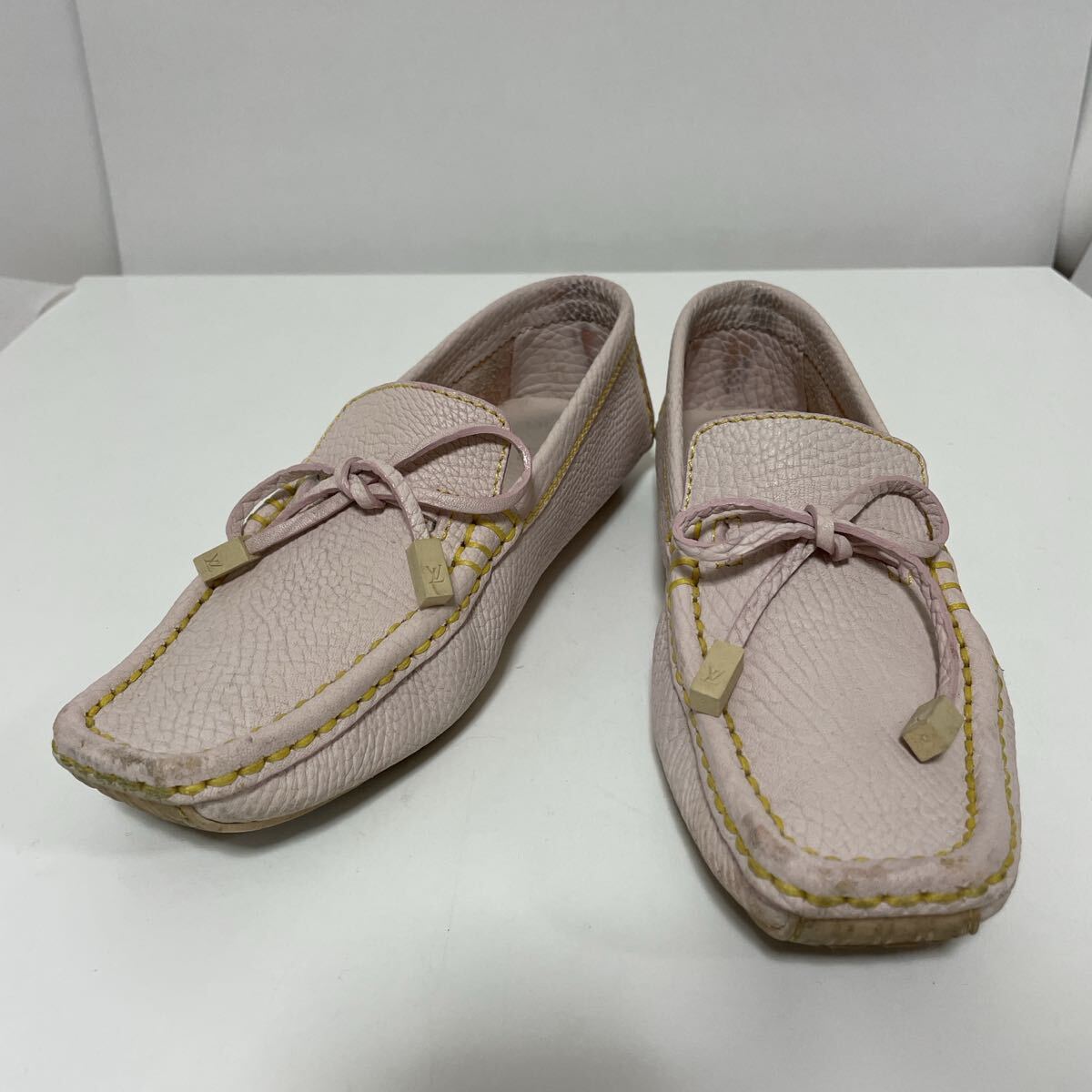 LOUIS VUITTON ルイヴィトン レザー ドライビングシューズ ピンク 36 中古