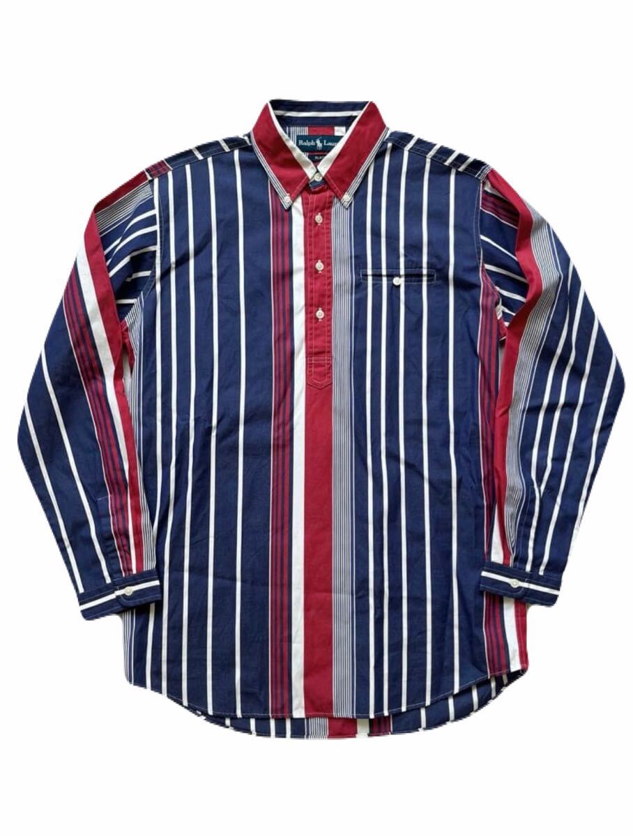 希少 Ralph Lauren SLATER 長袖 マルチストライプ ボタンダウンシャツ ラルフローレン プルオーバー トリコロールカラー ストライプシャツ