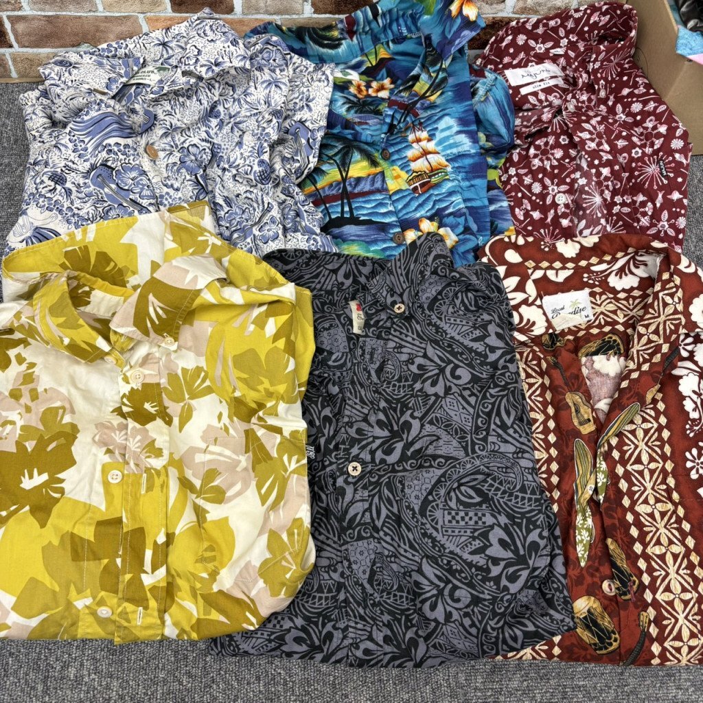 ●訳アリ1円～●アロハシャツ 6着 まとめ売り 半袖 メンズ ※タバコ臭有り ハワイ 夏 衣類 アパレル HS224516
