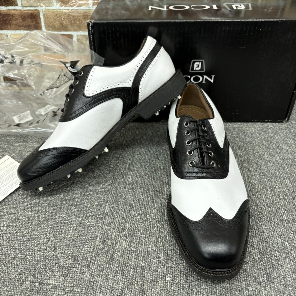 ●1円～●FOOT JOY フットジョイ ICON ゴルフシューズ 52262 白黒 27cm 靴 HS237484