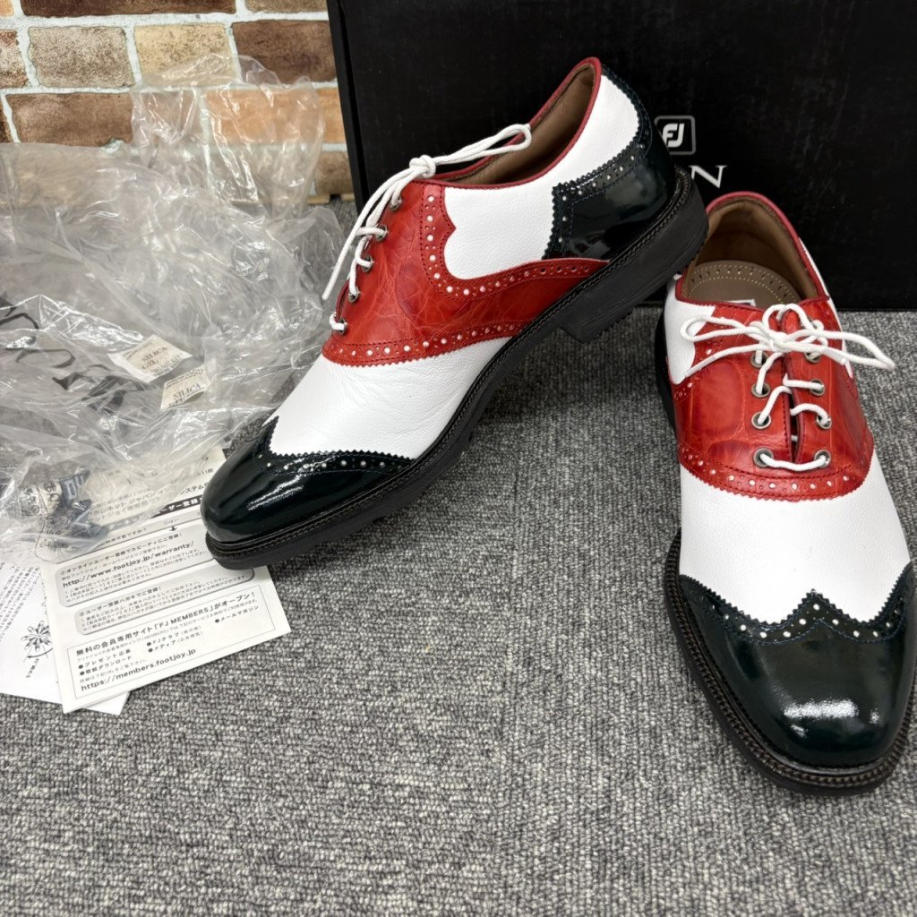 ●1円～●FOOT JOY フットジョイ MyJOY ICON ゴルフシューズ 52040 白赤黒 27cm HS237483
