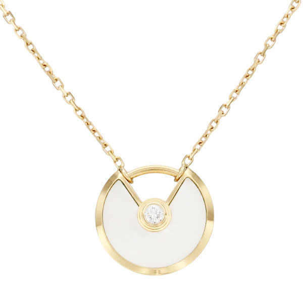 カルティエ Cartier アミュレット XS ネックレス K18YG シェル ダイヤモンド 41cm 2.9g レディース 18金 ゴールド ジュエリー プレゼント