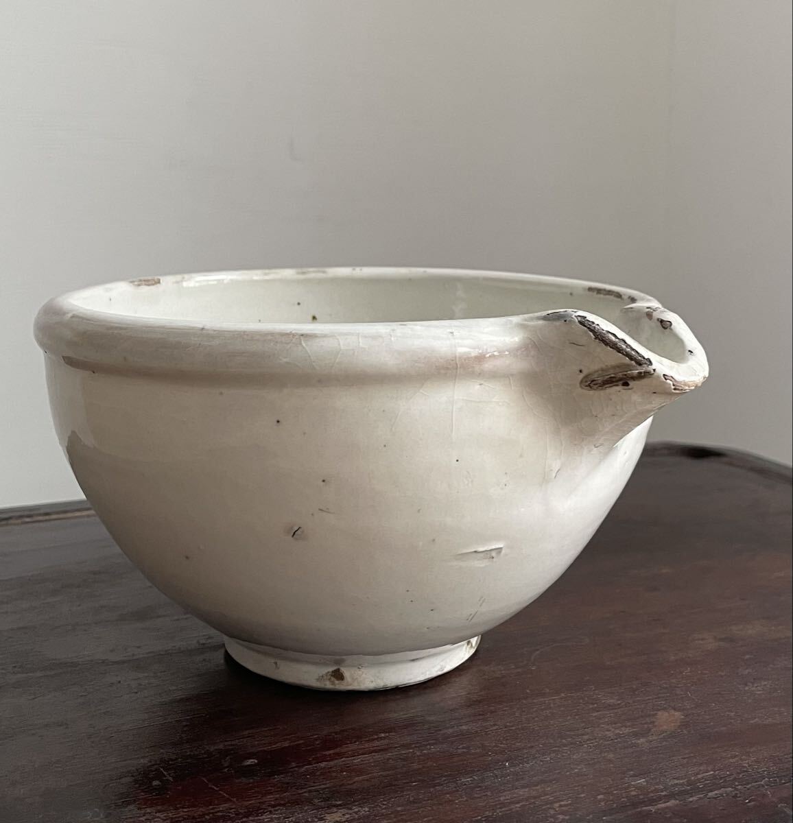 時代　平清水　片口　白釉　古い陶器　花器　デルフト　骨董　古美術　古道具