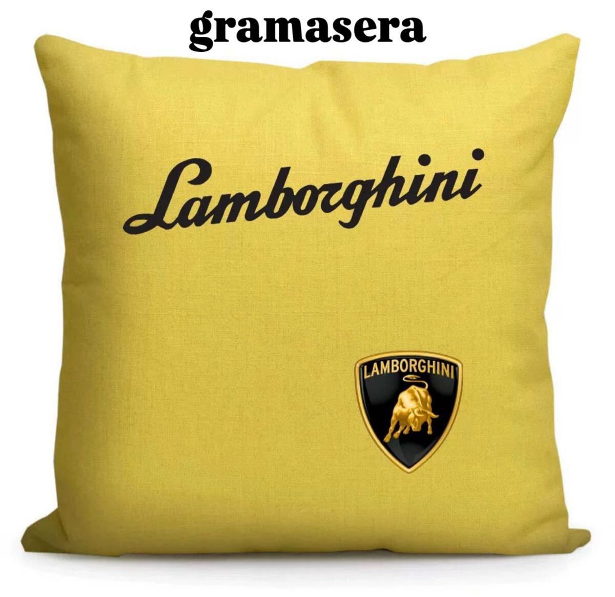 ★レア★ランボルギーニ　lamborghini クッション 高品質　ロゴクッション　エンブレム　黄