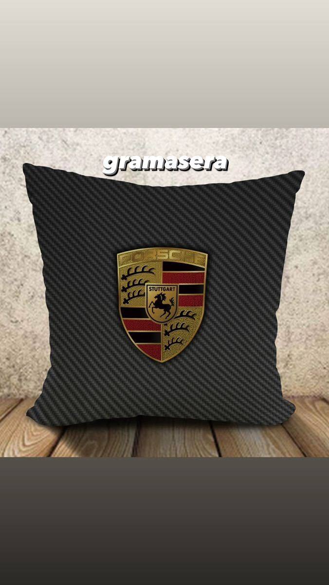 ★レア★ Porsche ポルシェ　クッション 高品質　ロゴクッション　ブラック