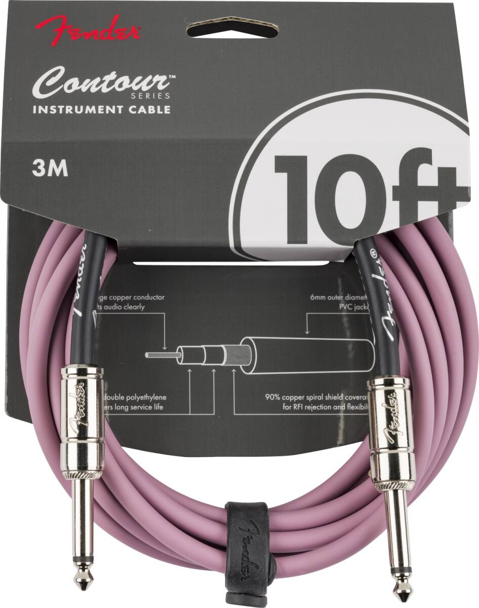 Fender フェンダー　楽器用ケーブル　Contour 10' Cable, Burgundy Mist　約3m
