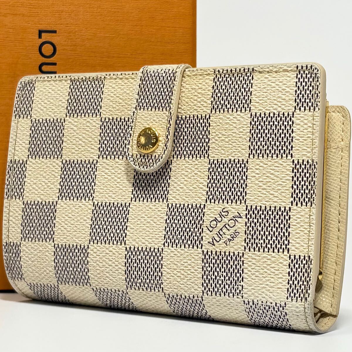 【超美品/最終型/定価8.4万】 LOUIS VUITTON ルイヴィトン ダミエ・アズール ポルトフォイユ・ヴィエノワ 二つ折り財布 がま口財布 N61676