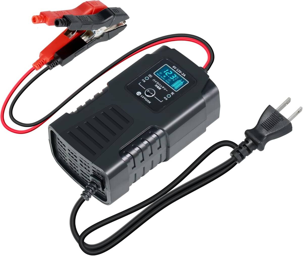新品 充電器 全自動 パルス充電 0~2A 6V&12Vの鉛バッテリー対応 フロート充電 サルフェーション除去 AGM/GEL車充電可 保護機能付 Yinleader